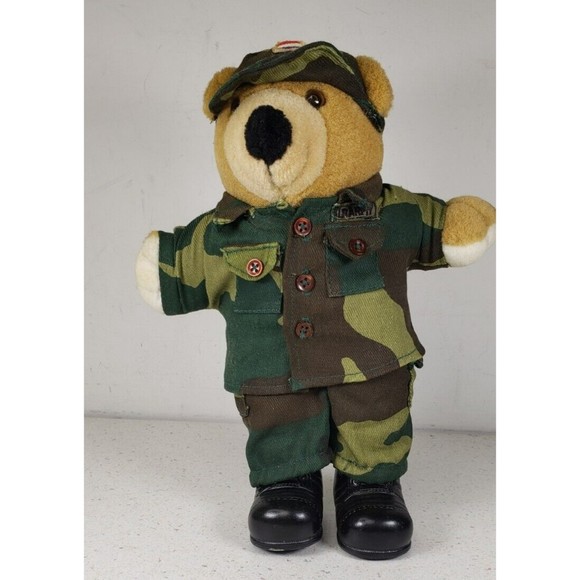 Vintage JJ Wind Patriot Bear U.S. Army Soldier Plush Toy 11"  Camouflage 1994 - Picture 2 of 14